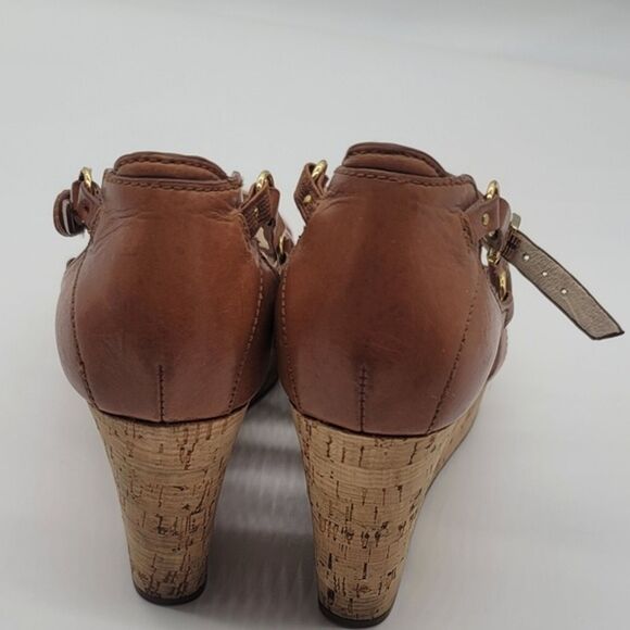 Michael Kors women's Cork Wedge Leather heels SZ 6.5m - Picture 3 of 6